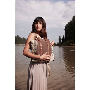 Myra Bag Handmade Army Backpack Upcycled Canvas & Cowhide Leather